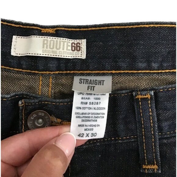 ROUTE 66 - DARK WASH STRAIGHT LEG MEN'S JEANS SIZE 42X30 - Picture 3 of 6